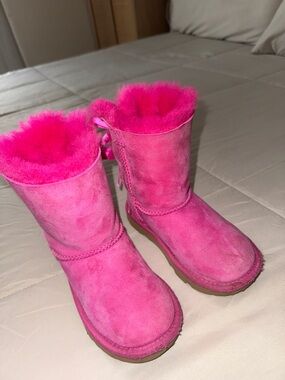 UGG Hot Pink Bow Back Shearling Boots